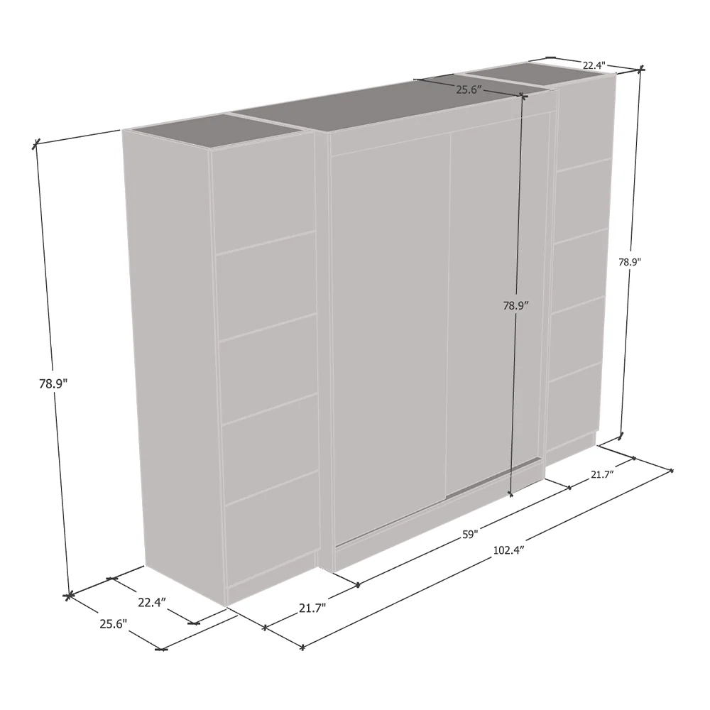 Aria 2D-EXEX Wardrobe with 2 Mirrors - Image 6