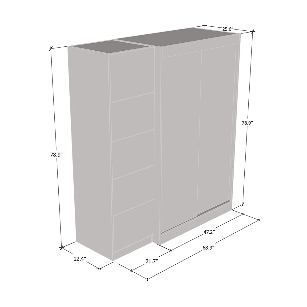 Aria 2D120-EX Wardrobe with 1 Mirror - Image 6