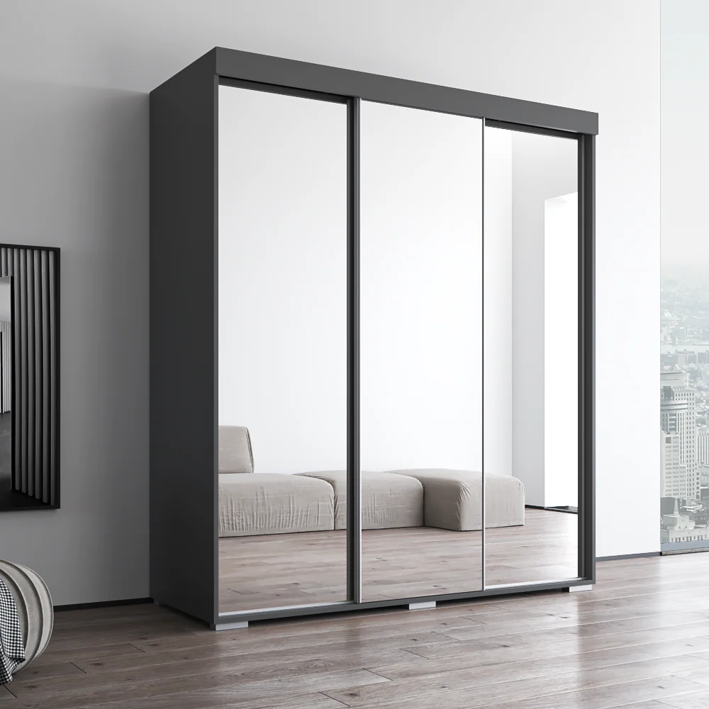 Aria 3D Wardrobe with All Mirror - Image 21