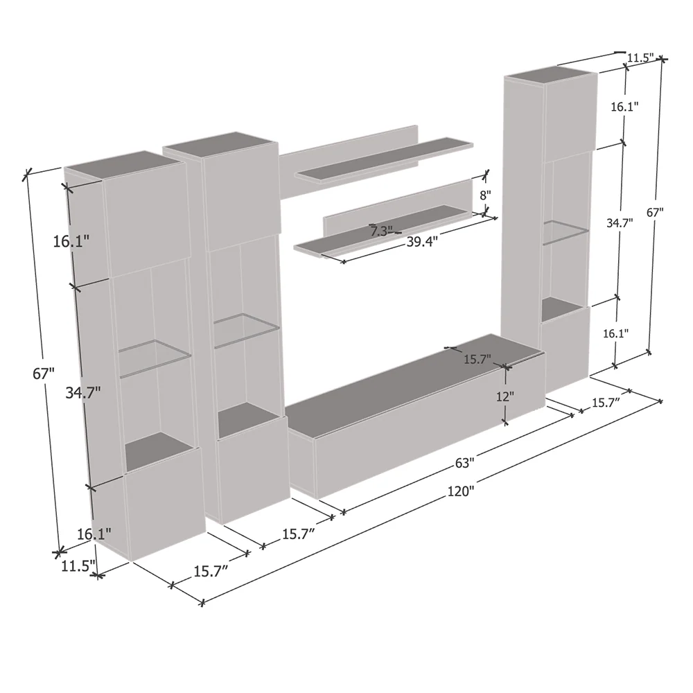 Fly C 30TV Floating Entertainment Center - Image 85