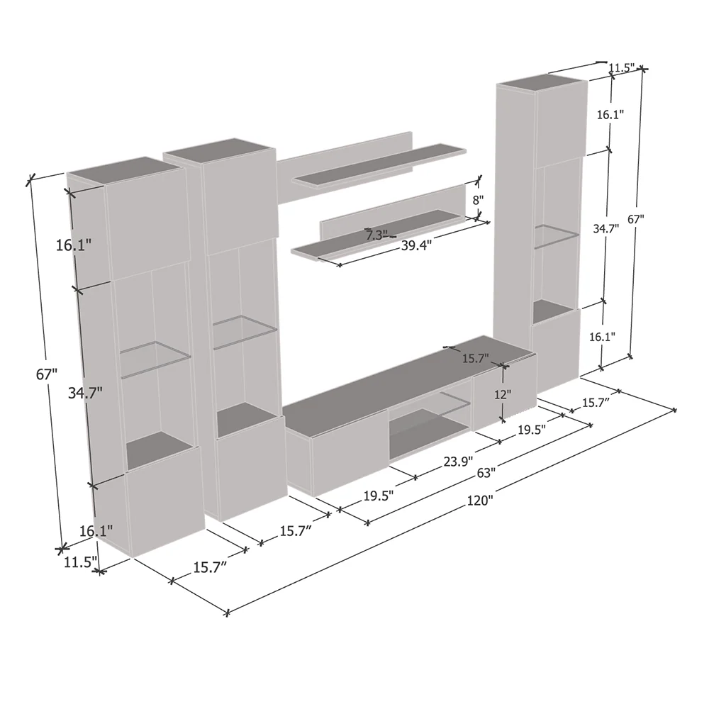 Fly C 33TV Floating Entertainment Center - Image 100