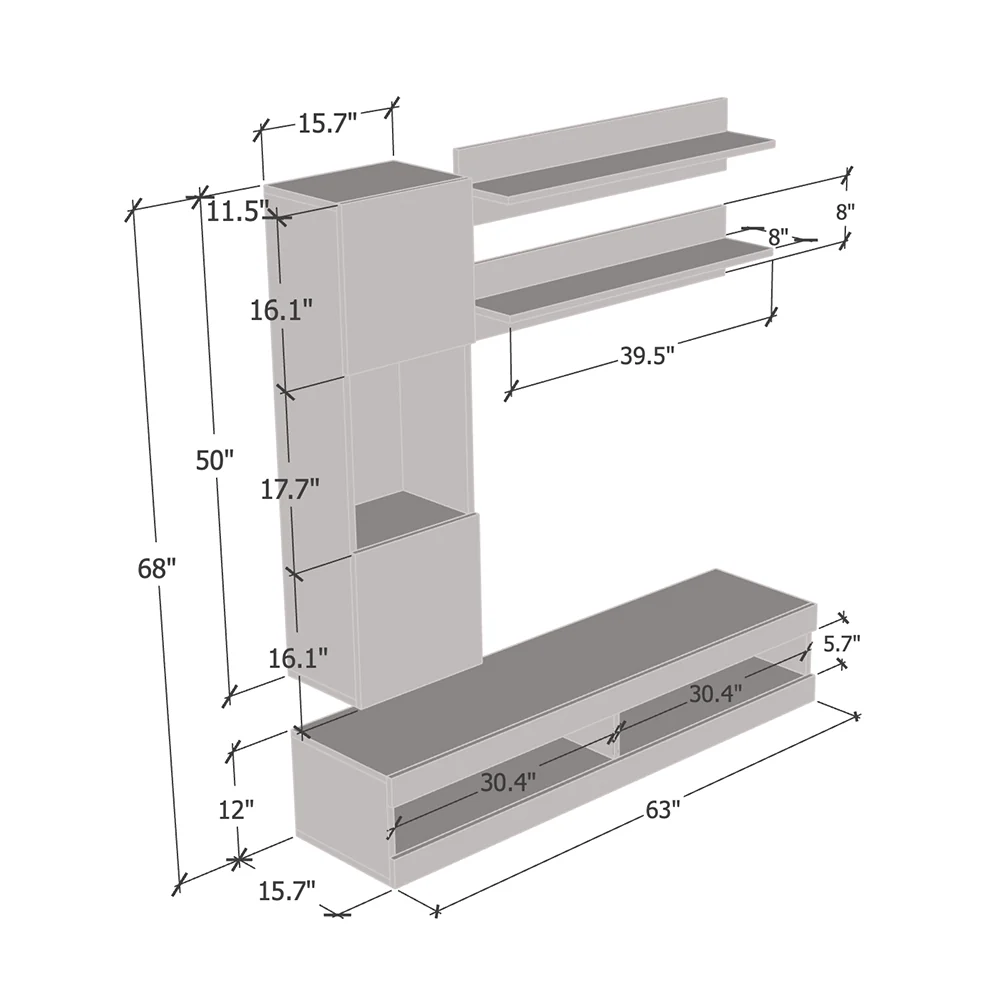 Fly H 34TV Floating Entertainment Center - Image 60